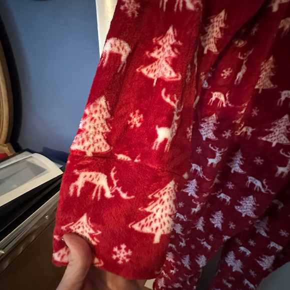 Women’s Cozy Red Tree Print Footy Pajamas - Picture 3 of 6